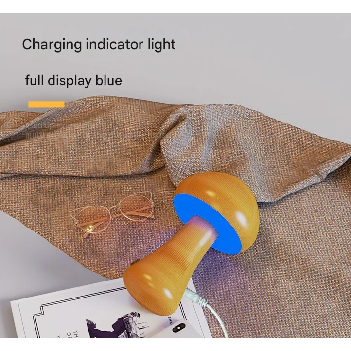 Dun-dun Model Brown Solid Wood Mushroom LED Table Lamp