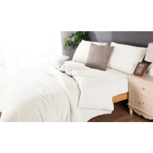Duvet Cover and Sheet Comb Set Microflannel Double White