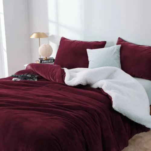 Duvet Cover Set and Blanket 2 in 1 Teddy Sherpa King