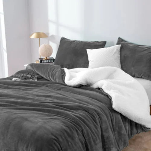 Duvet Cover Set and Blanket 2 in 1 Teddy Sherpa Queen