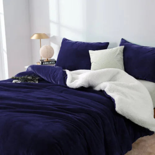 Duvet Cover Set and Blanket 2 in 1 Teddy Sherpa Queen