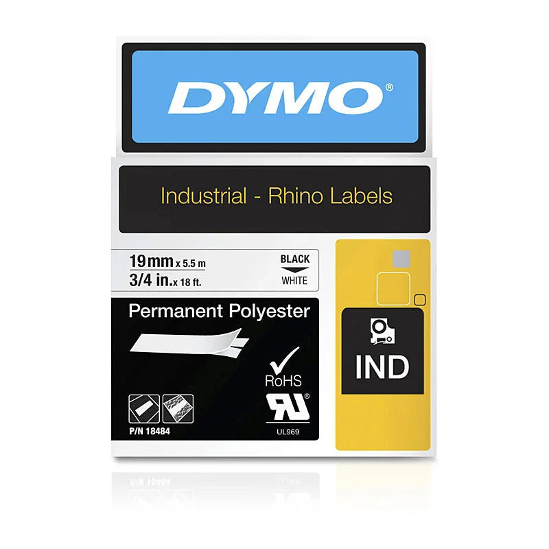 DYMO Black on White Tape 19mm