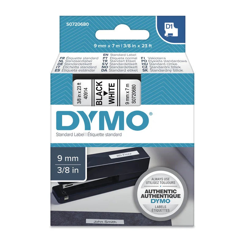 DYMO Black on White Tape 9mm x 7m