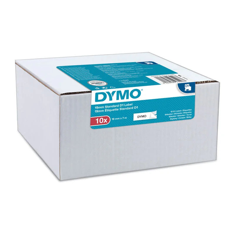 DYMO D1 Label Tape Black/White 12mm x 7m Pack of 10