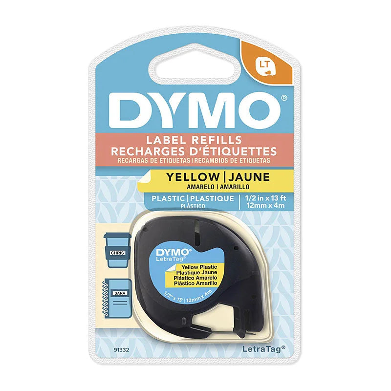 DYMO Light Plastic Tape 12mm x 4m - Yellow