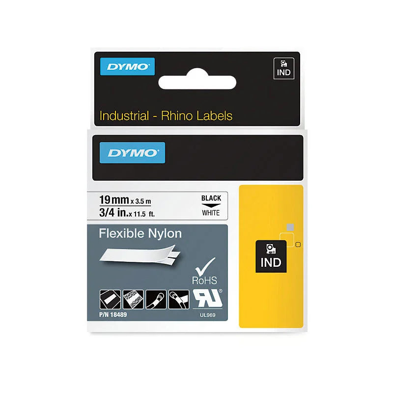 DYMO Rhino Nylon Label 19mm Black/White