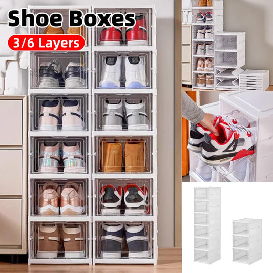 Easy Assemble Shoe Box Foldable Rack 3/6 Layers Storage