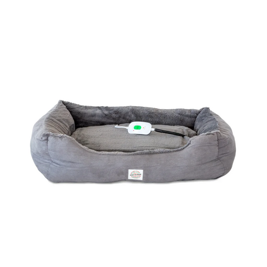 Easy-to-Clean Heated Rabbit Faux Fur Covering Pet Bed