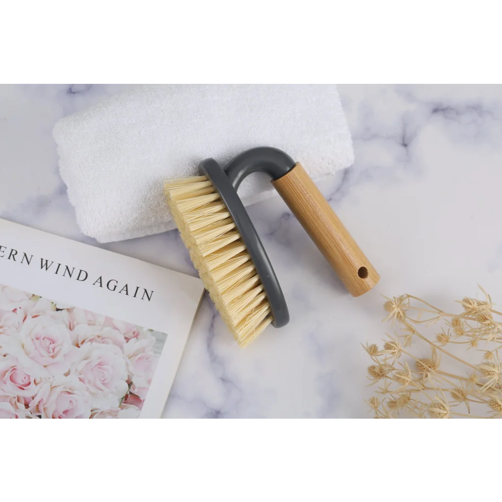 Eco Bamboo Handle Iron Household Scrubber Brush - Home &