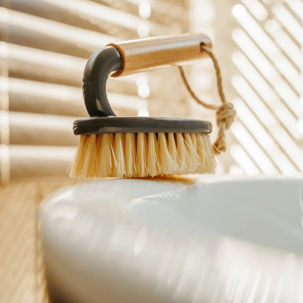Eco Bamboo Handle Iron Household Scrubber Brush - Home &
