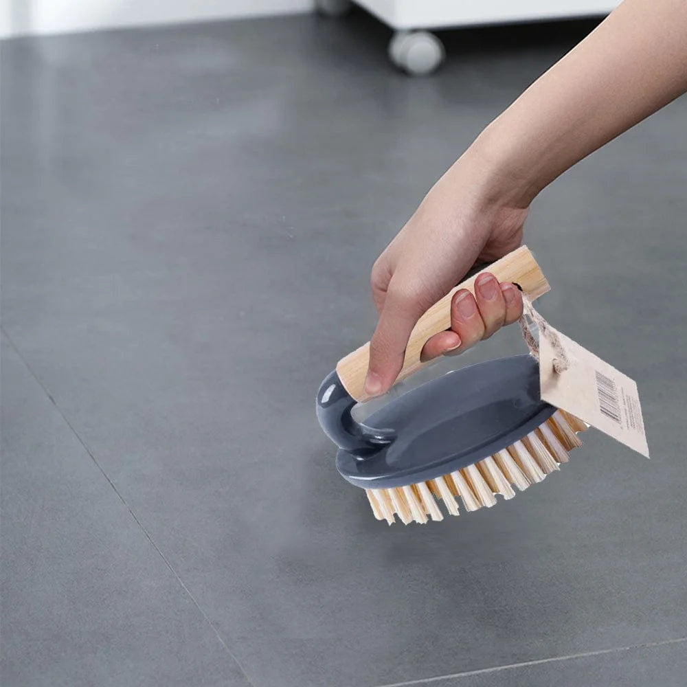 Eco Bamboo Handle Iron Household Scrubber Brush - Home &