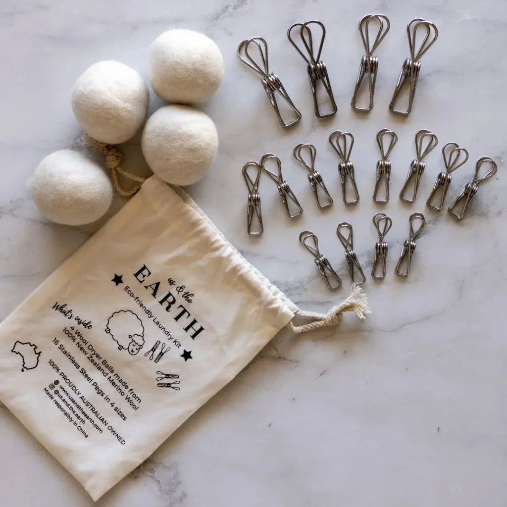 Eco-Friendly Laundry Bundle - Pegs & Dryer Balls Set - Home