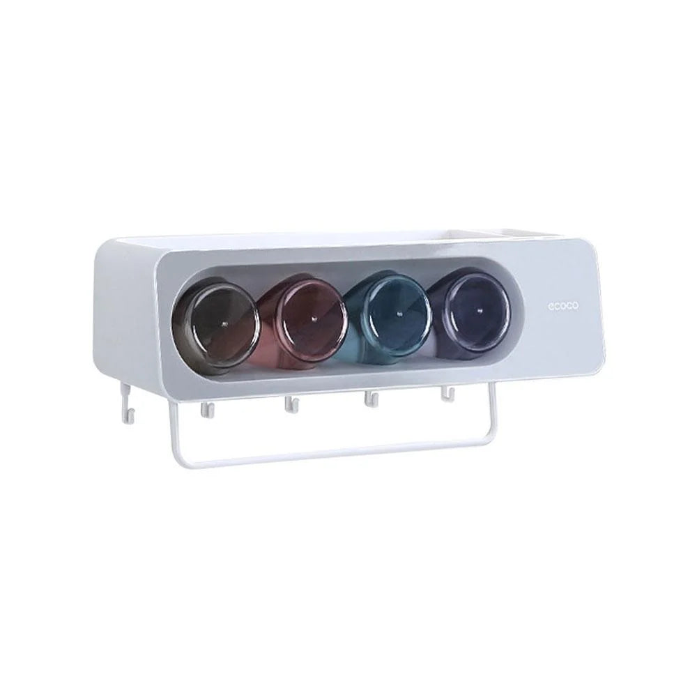 Ecoco Wall-Mounted Toothbrush Holder with 4 Cups and 4