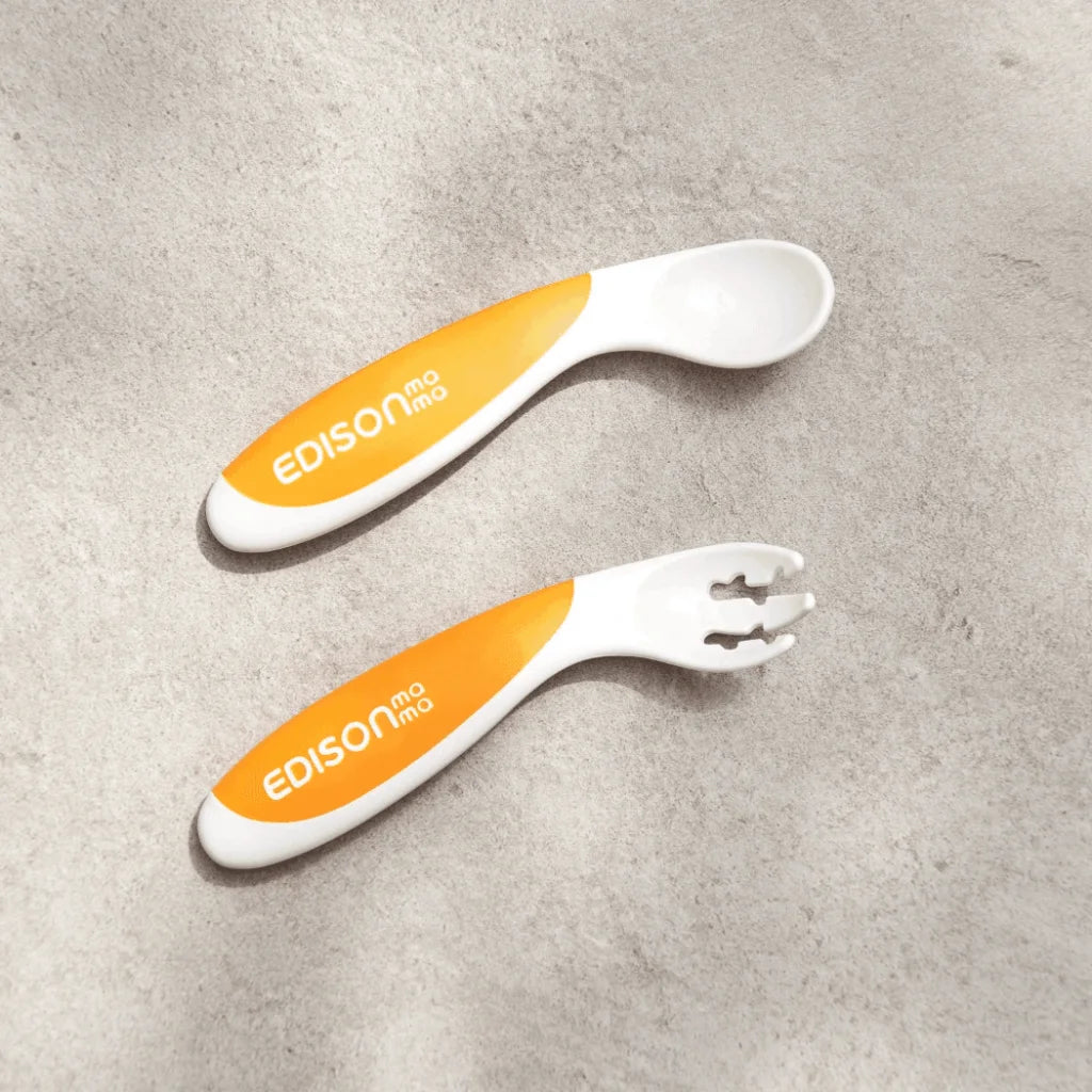 EDISON mama ForkSpoon Beginner SetOrange left Handed-1973194215185846276