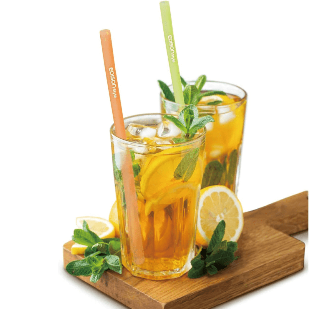 EDISON mama Resealable Silicone Zipper Straw Green/Orange