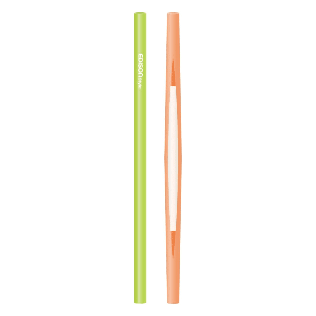 EDISON mama Resealable Silicone Zipper Straw Green/Orange