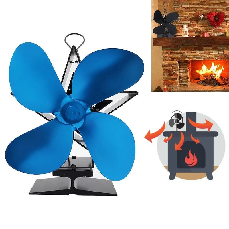 Efficient 4 blade Heat powered Stove Fan Aluminum