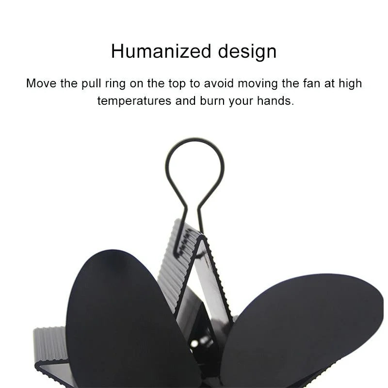 Efficient 4-blade Heat-powered Stove Fan - Aluminum - Blue