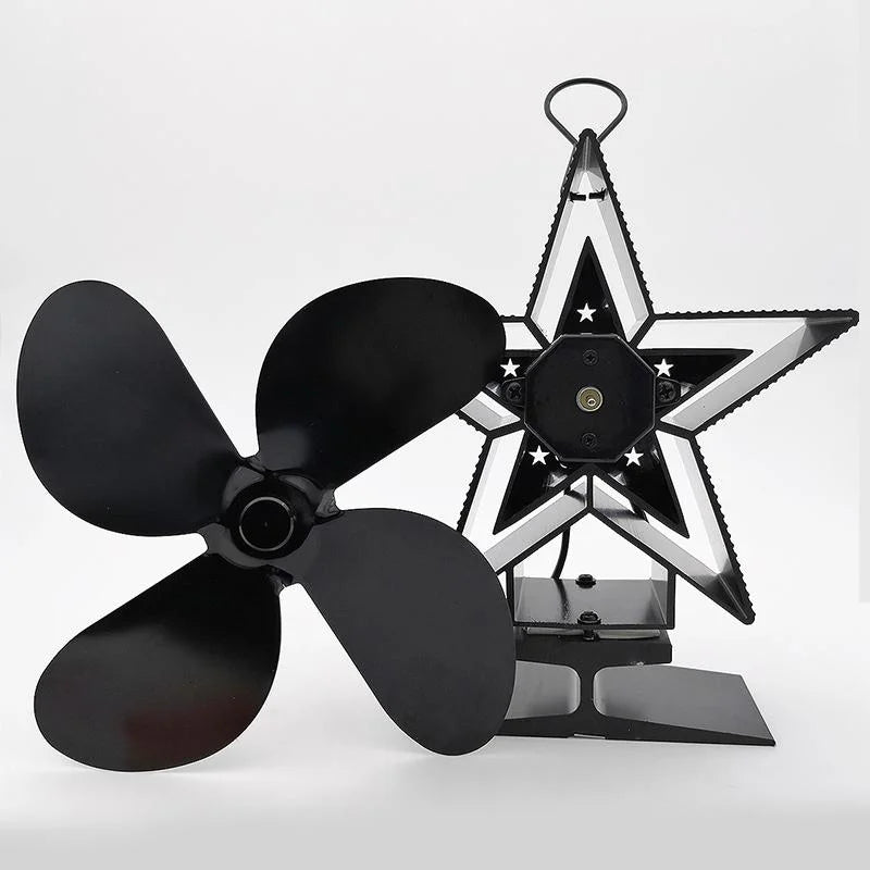 Efficient 4-blade Heat-powered Stove Fan - Aluminum