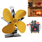 Efficient 4 blade Heat powered Stove Fan aluminum gold