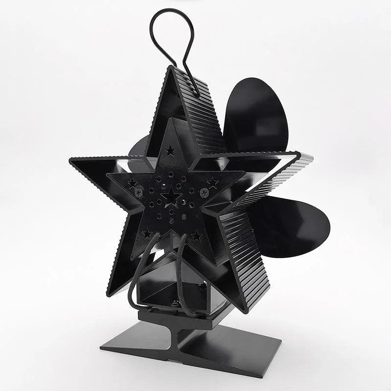 Efficient 4-blade Heat-powered Stove Fan - Aluminum - Gold