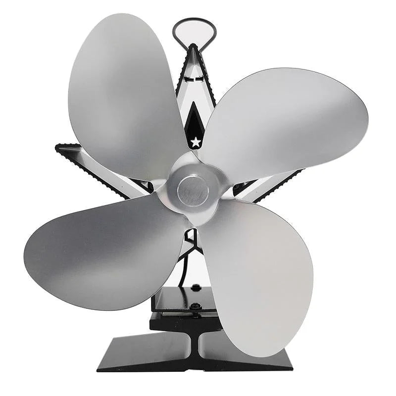 Efficient 4-blade Heat-powered Stove Fan - Aluminum
