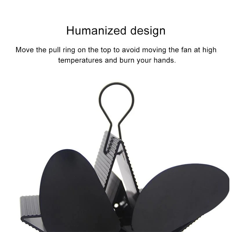 Efficient 4-blade Heat-powered Stove Fan - Aluminum