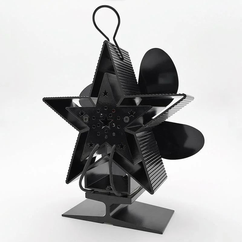 Efficient 4-blade Heat-powered Stove Fan - Aluminum