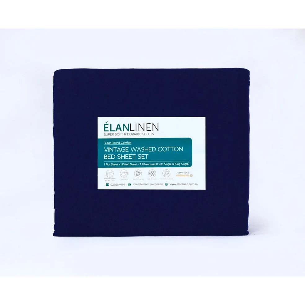 Egyptian Cotton Bed Sheets Set 100% Vintage Washed 500TC