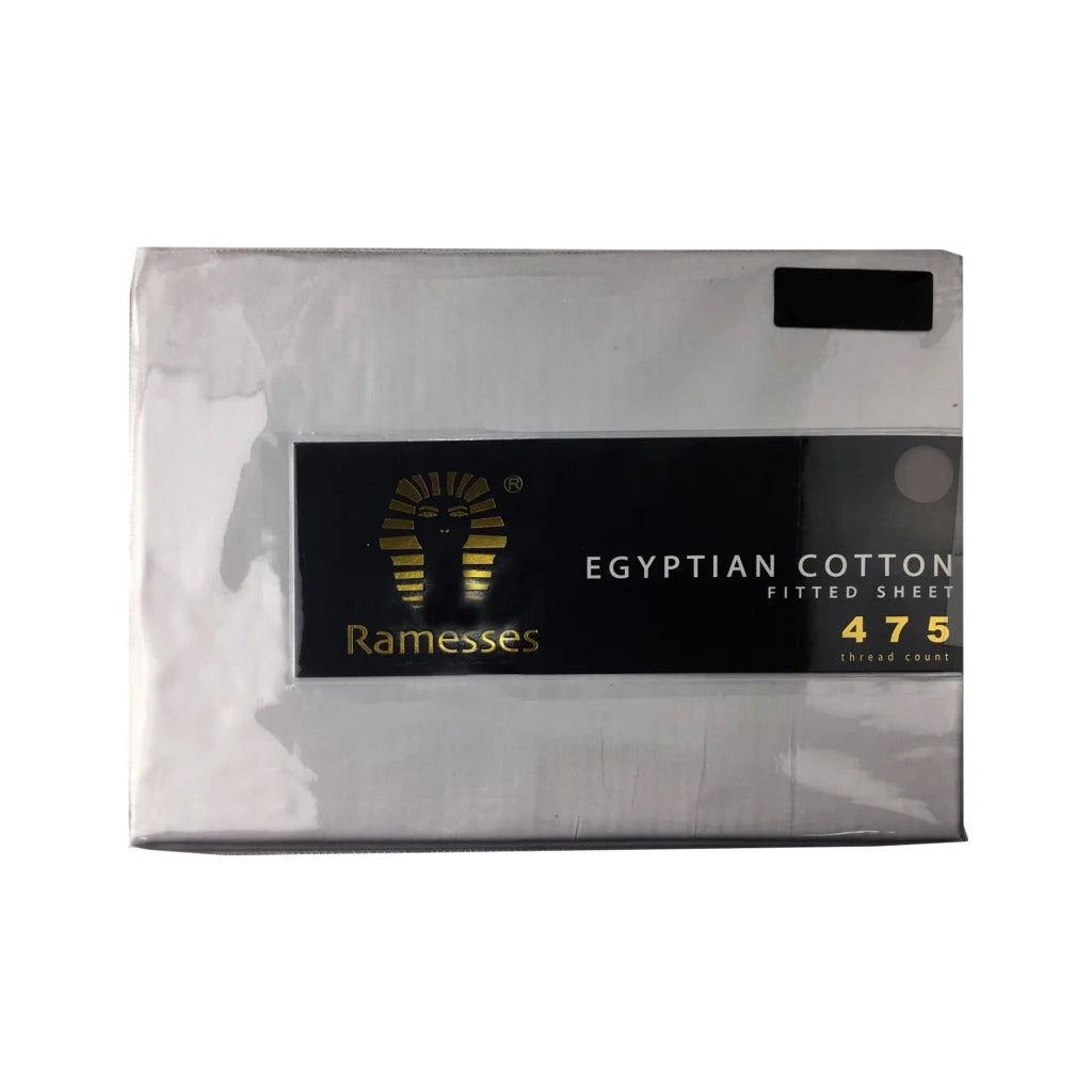 Egyptian Cotton Fitted Sheet Ramesses 475TC - Queen Silver
