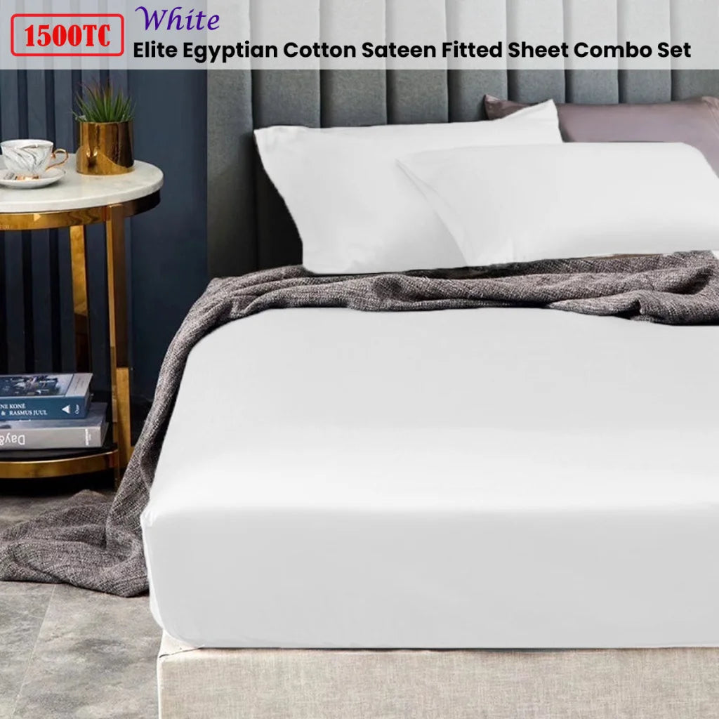 Egyptian Cotton Sateen Fitted Sheet Combo Set Ramesses