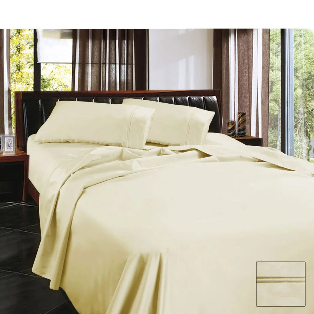 Egyptian Cotton Sateen Sheet Set Ramesses 1450TC - Cream
