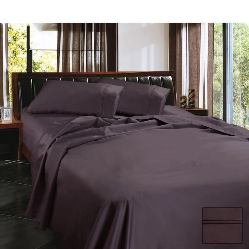 Egyptian Cotton Sateen Sheet Set Ramesses 1450TC - Eggplant