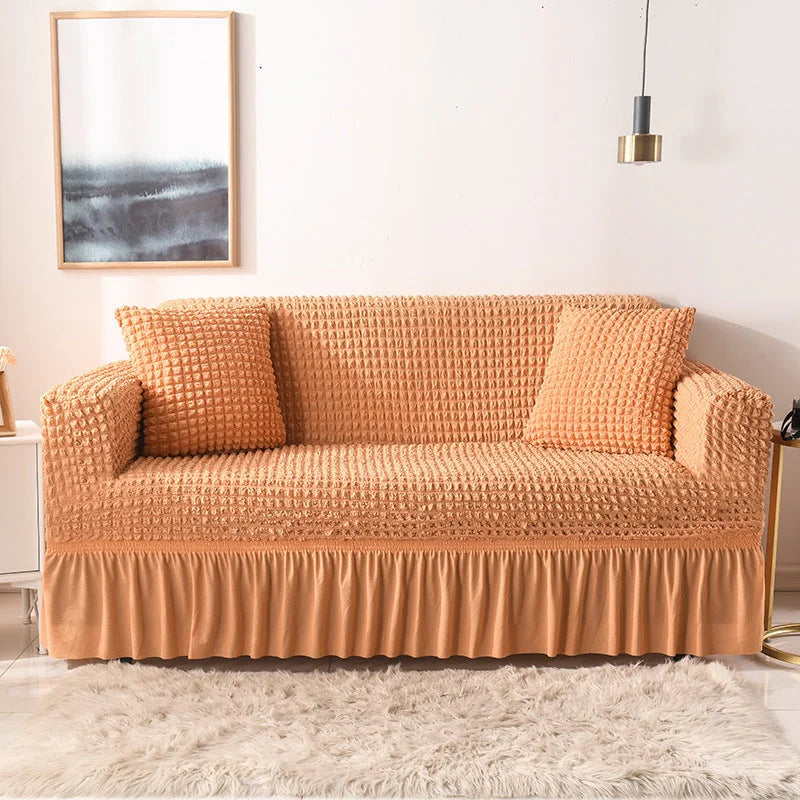 Elastic sofa cover orange (235-300cm) - Furniture > Sofas >