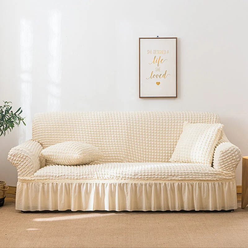 Elastic sofa cover wax white (305-360cm) - Furniture >