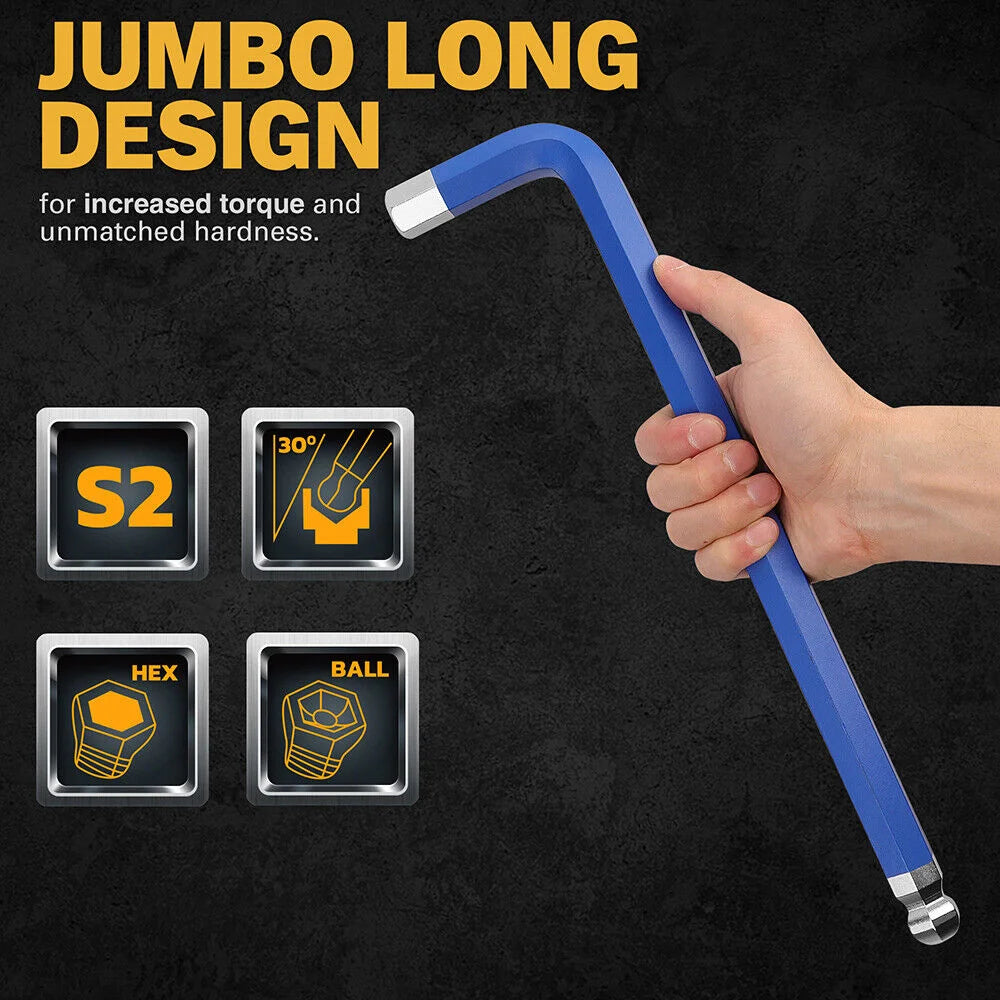 ELEAD Extra Large Hex Key Set 13Pc Long Allen Wrench Ball