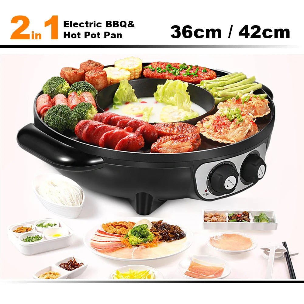 Electric 2 In 1 Non Stick BBQ Plate Hot