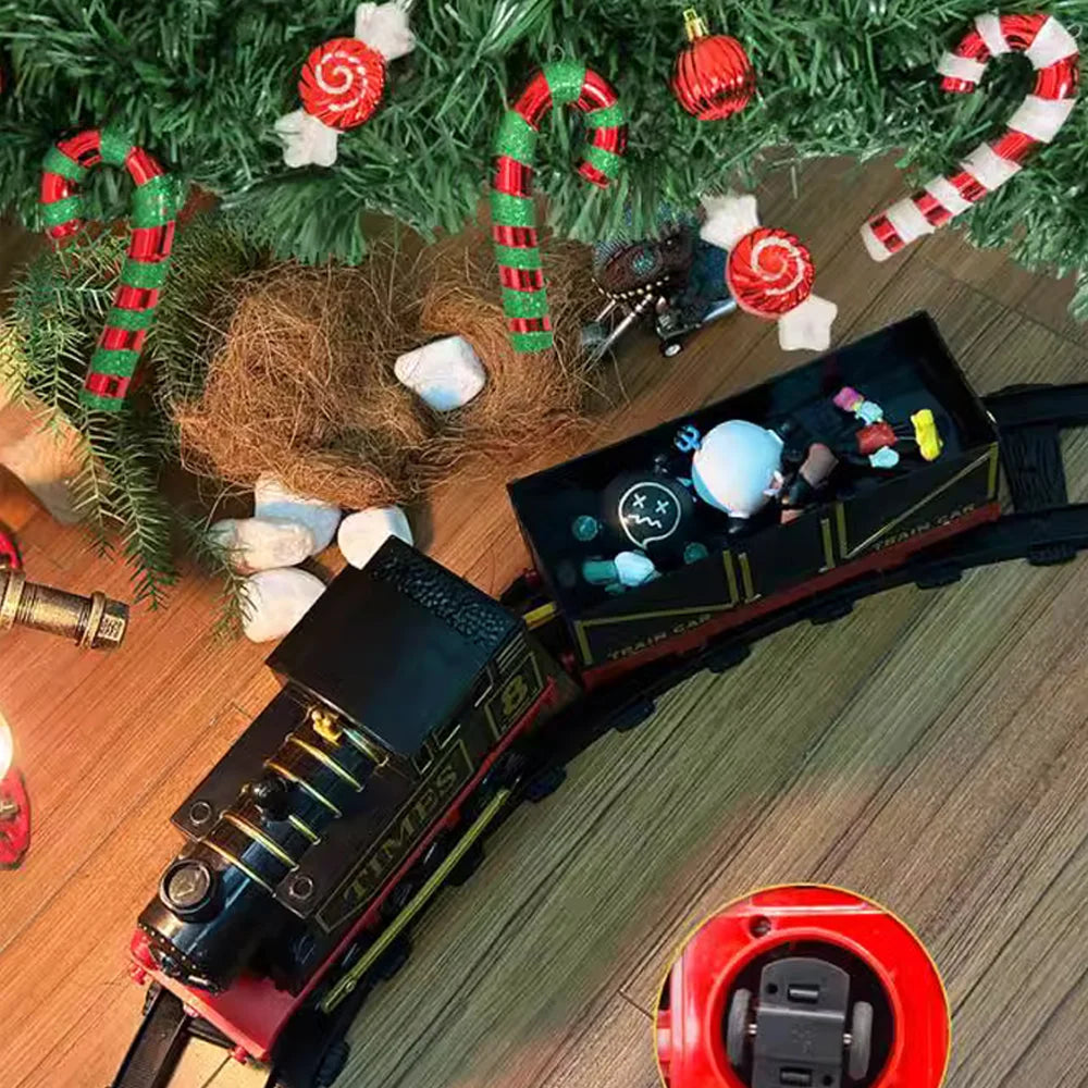 Electric Christmas Classic Train Toy Kids Set Railway Music