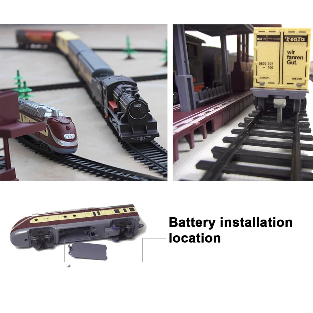 Electric Classic Toy Train Set Vehicle Rail Track Carriages