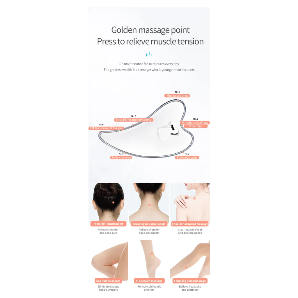Electric Gua Sha Facial Massager with Heat Vibration & LED