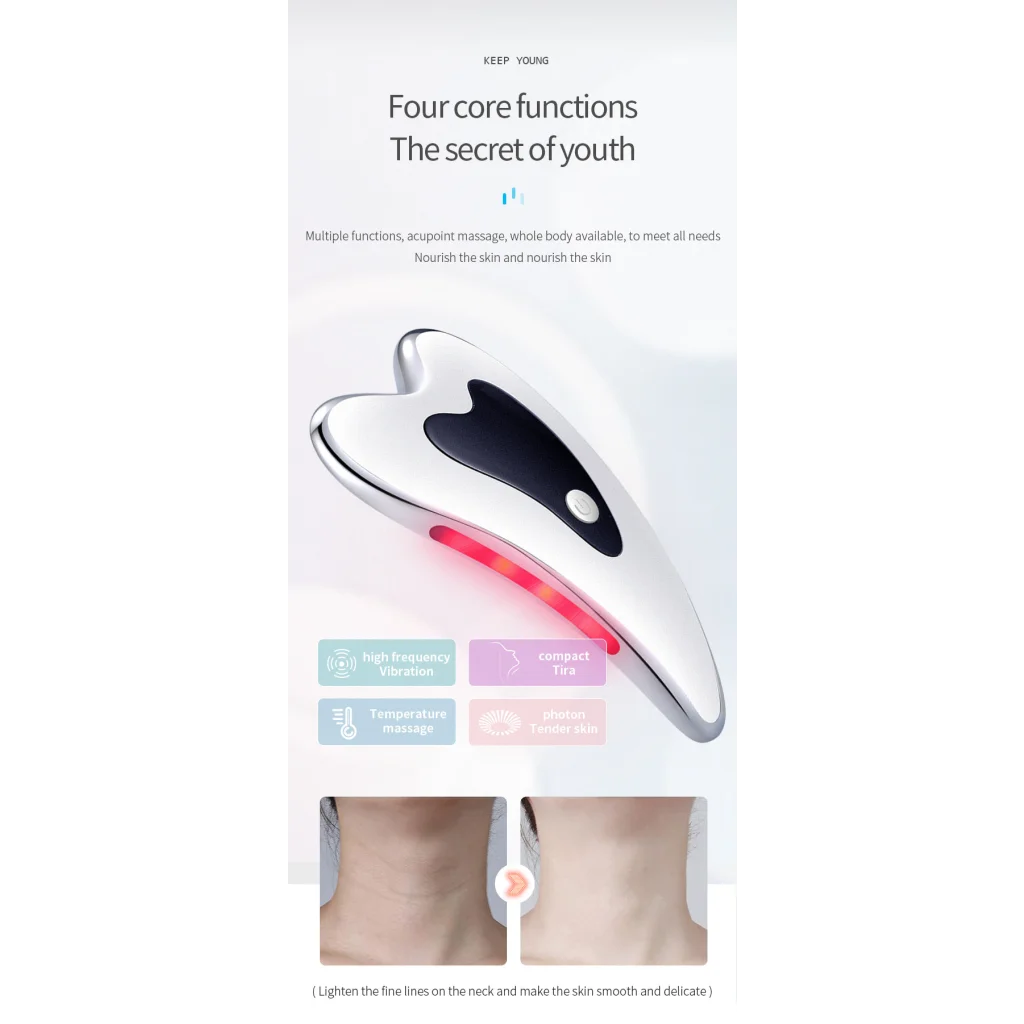 Electric Gua Sha Facial Massager with Heat Vibration & LED