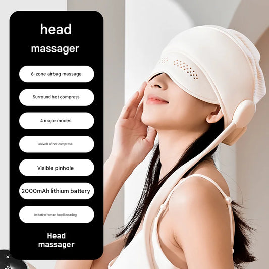 Electric Head Massage Hat with Inflatable Airbags - 6-Zone