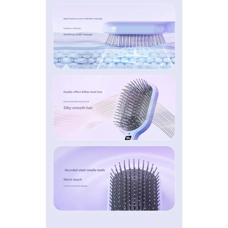 Electric Ionic Vibrating Massage Hairbrush - 3-Mode Sonic