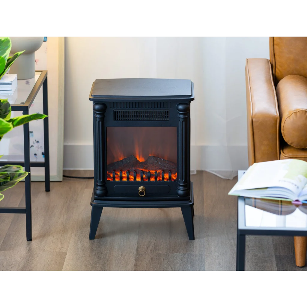 Electric Log Fireplace Heater with Overheat Protection