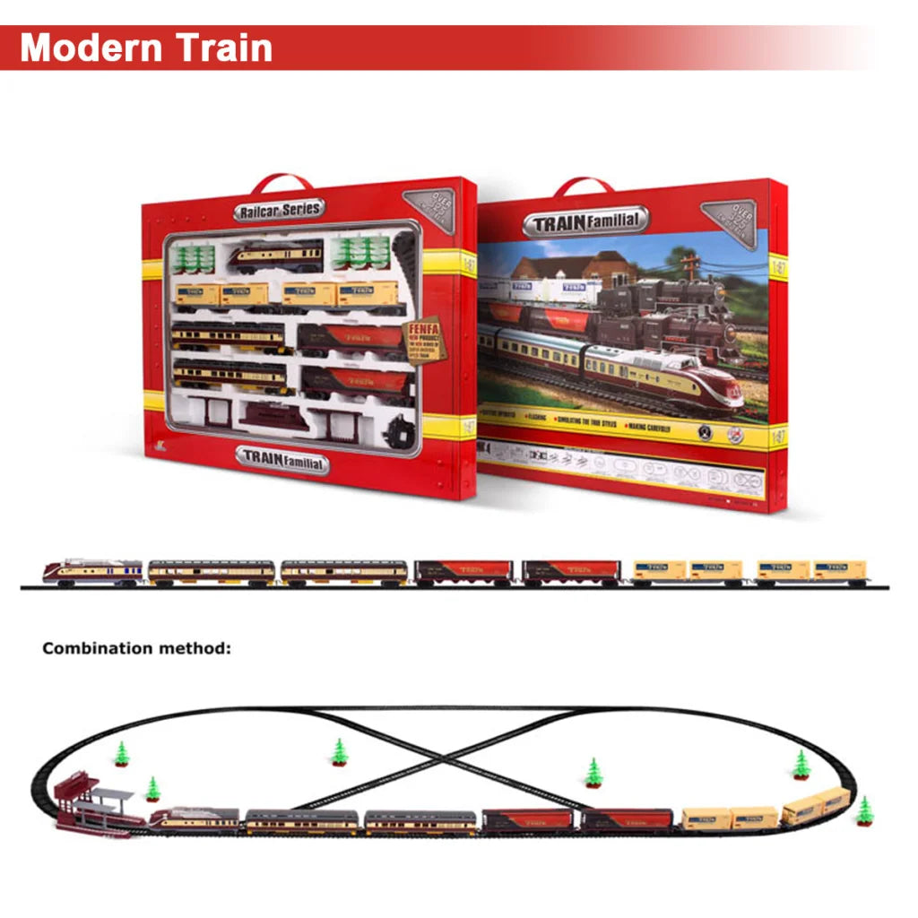 Electric Modern Toy Train Set Vehicle Rail Track Carriages