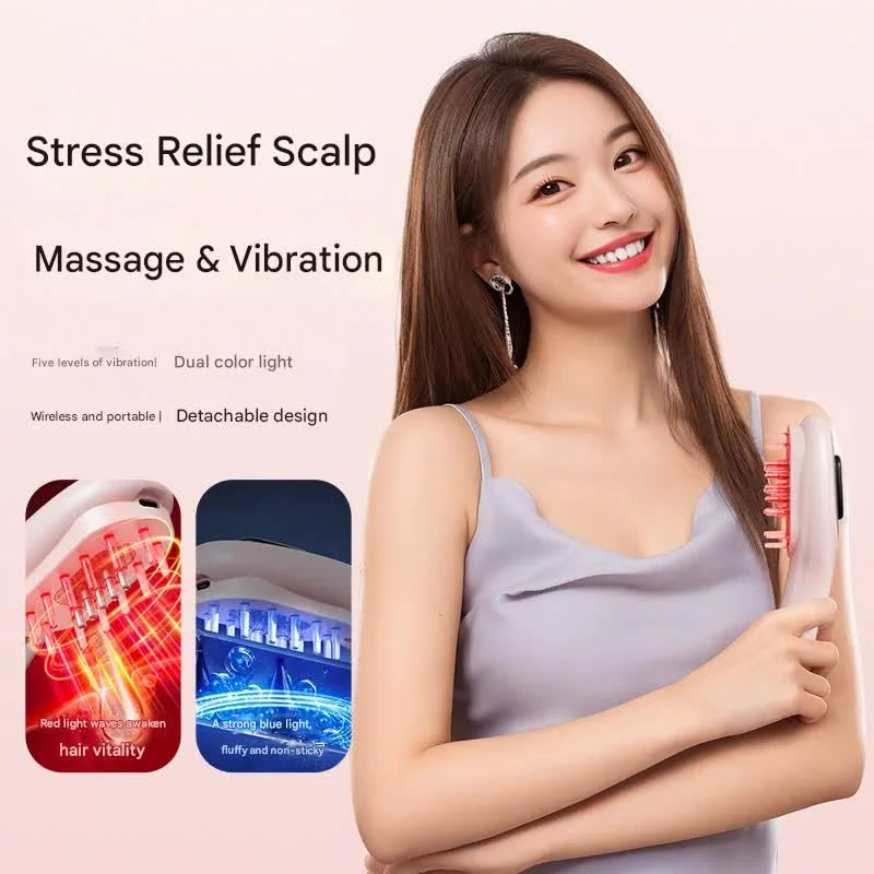 Electric Scalp Massager Comb with Red & Blue Light Therapy