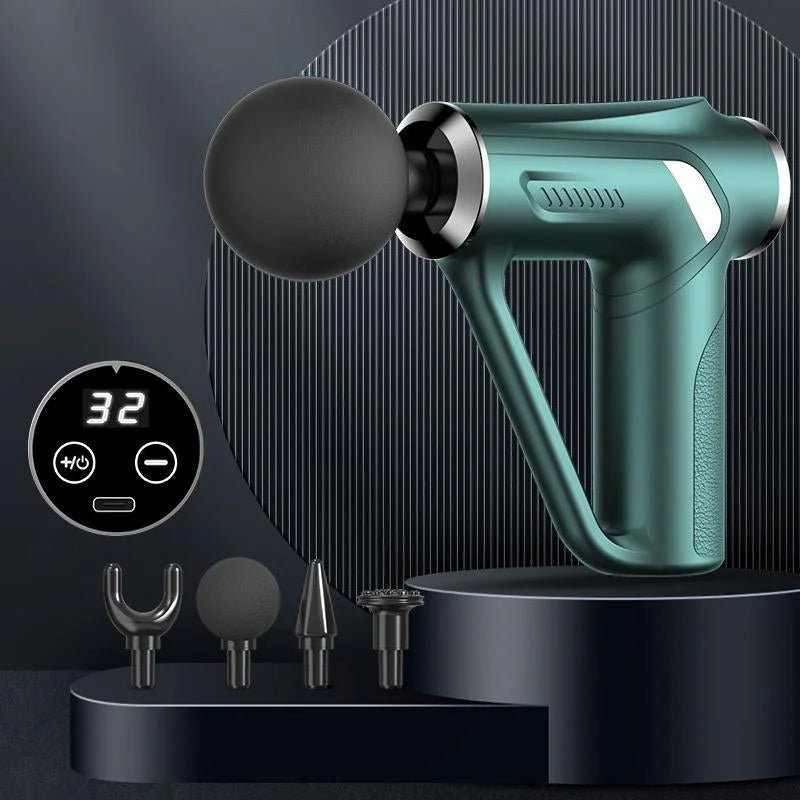 Electric Triangular Fascia Massage Gun - Green Lcd - Health
