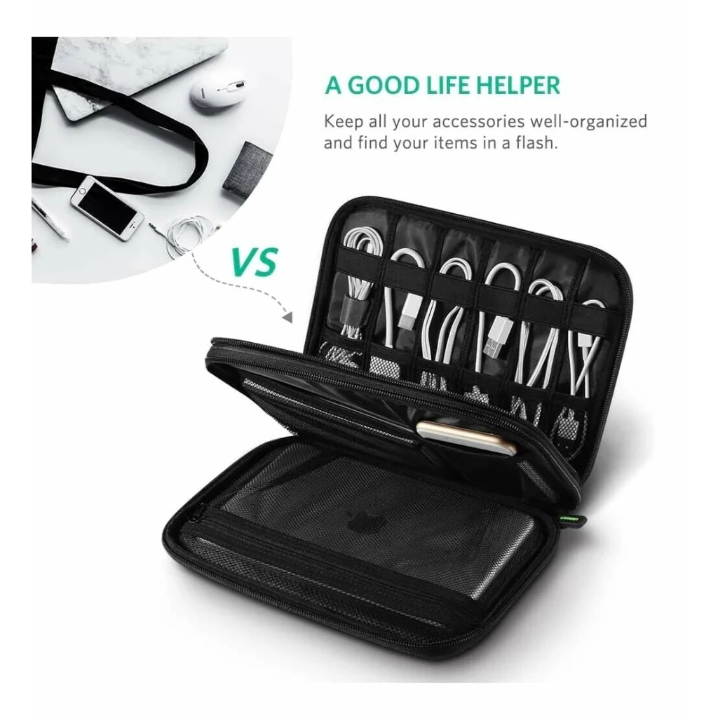Electronic Accessories Organizer Travel Bag Double Layer