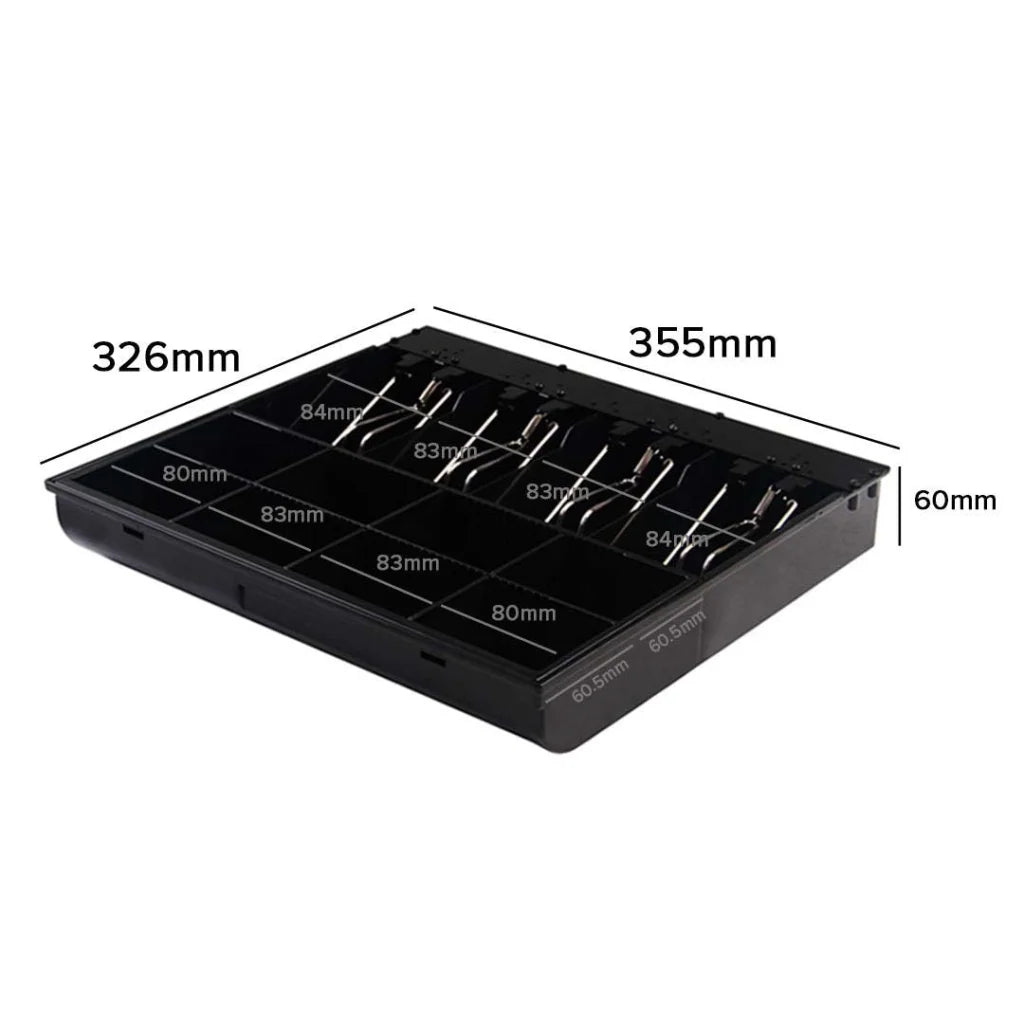 Electronic Cash Drawer Set Premium 2X Heavy Duty 4 Bills 8 Coins Cheque Slot POS 410 - Black