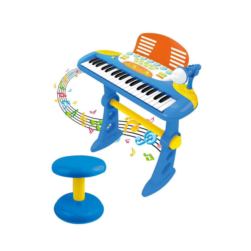 Electronic keyboard stand with adjustable supports and fitted brackets